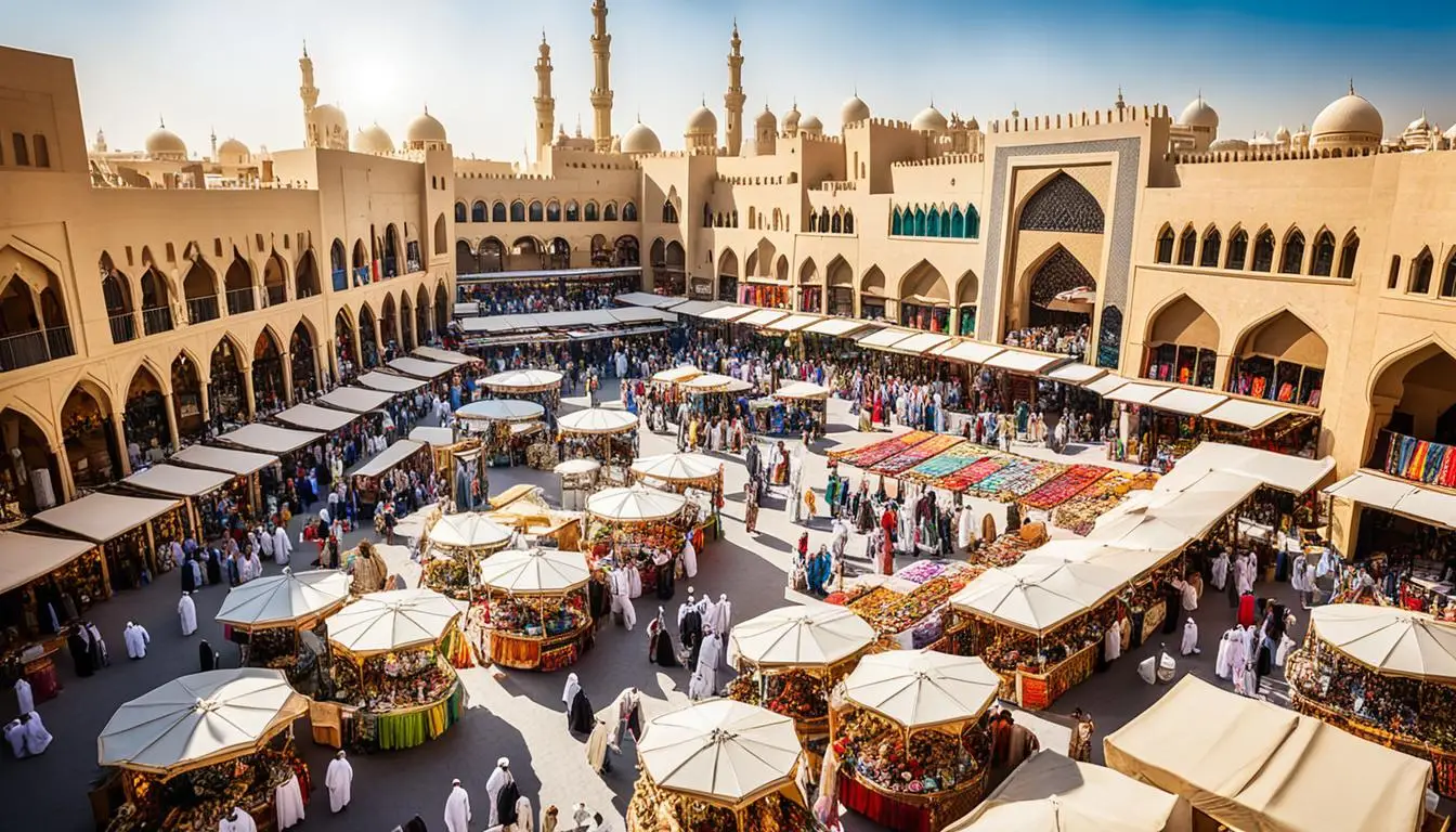 Une vue de Meena Bazaar Dubai avec ses boutiques traditionnelles et son ambiance culturelle unique.