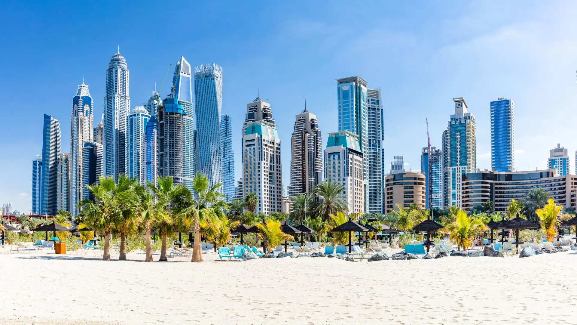 Vue aérienne de Palm Jumeirah, une île paradisiaque à Dubaï